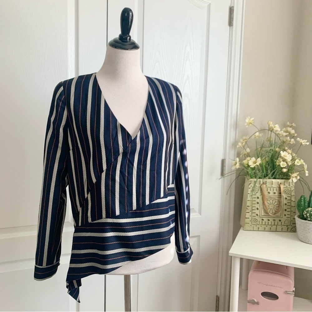 NWT Santorelli Striped Asymmetrical Top